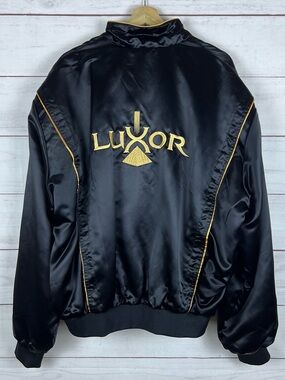 Luxor Embroidered Satin Bomber Las Vegas Casino Jacket Made In USA Size XXL 90s